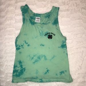 PINK green tie dye St. Patrick’s Day tank top